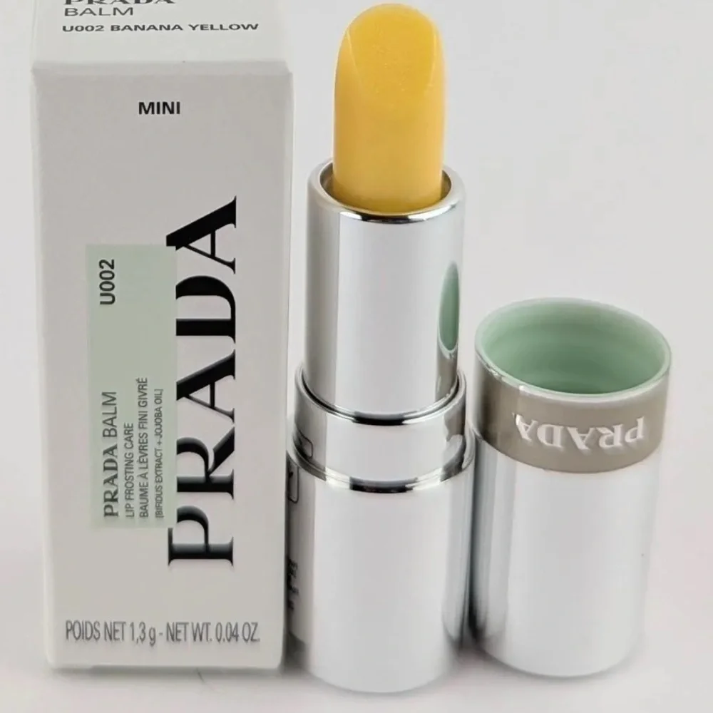 Prada Lip Balm in U002 Banana Yellow - Sheer Golden Yellow Shimmer Travel